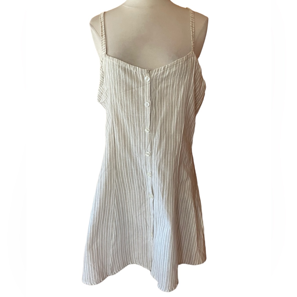Nwt 1990s Adonis Striped Button Down Cotton Sun Dress